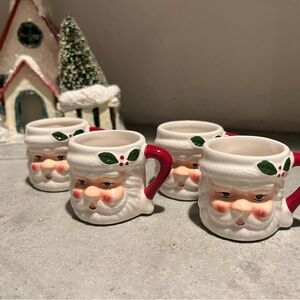 Pottery Barn mini Santa mugs